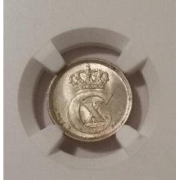Denmark Christian X 1919 HCN GJ Silver 10 Ore MS65 NGC - Picture 3 of 4